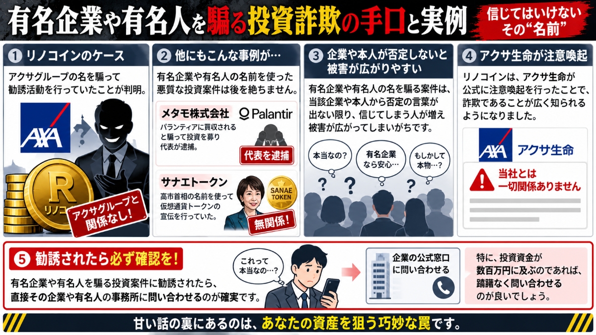 リノコインはアクサグループの名を騙って勧誘