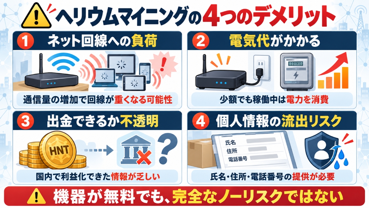 ヘリウムマイニングのデメリット