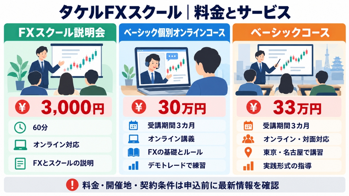 タケルFXスクールの料金とサービス内容