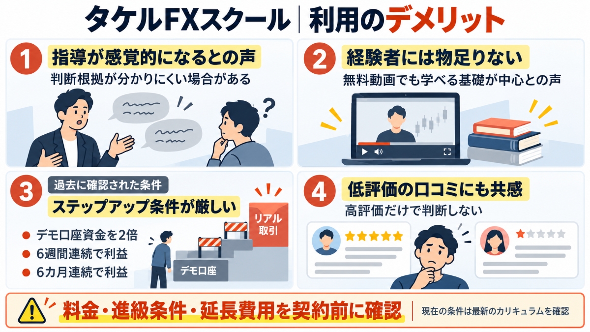 タケルFXスクールのデメリット