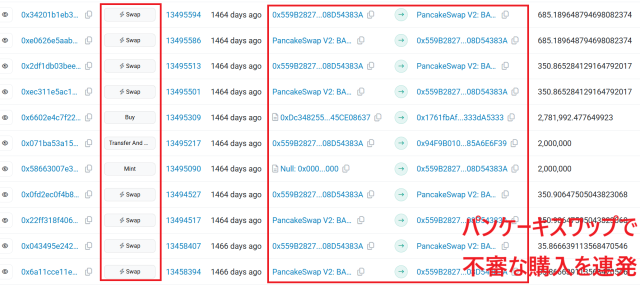 BADGEトークンの取引履歴④