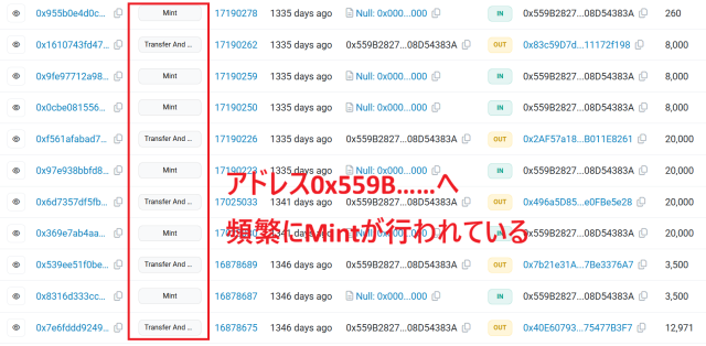 BADGEトークンの取引履歴①
