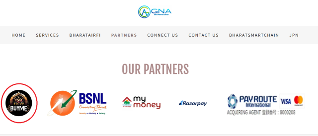 BUYMEは「GNA INDIA PRIVATE LIMITED」にパートナーとして掲載されている