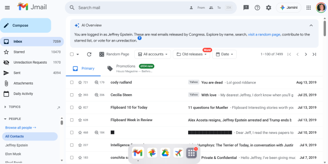 エプスタイン文書に関するJmail