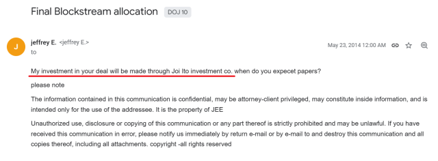 エプスタインのBlockstreamへの投資も伊藤穣一の会社経由