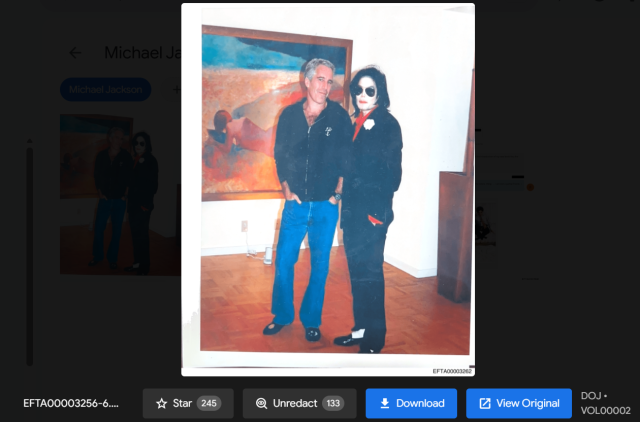 エプスタインとマイケルジャクソンの画像