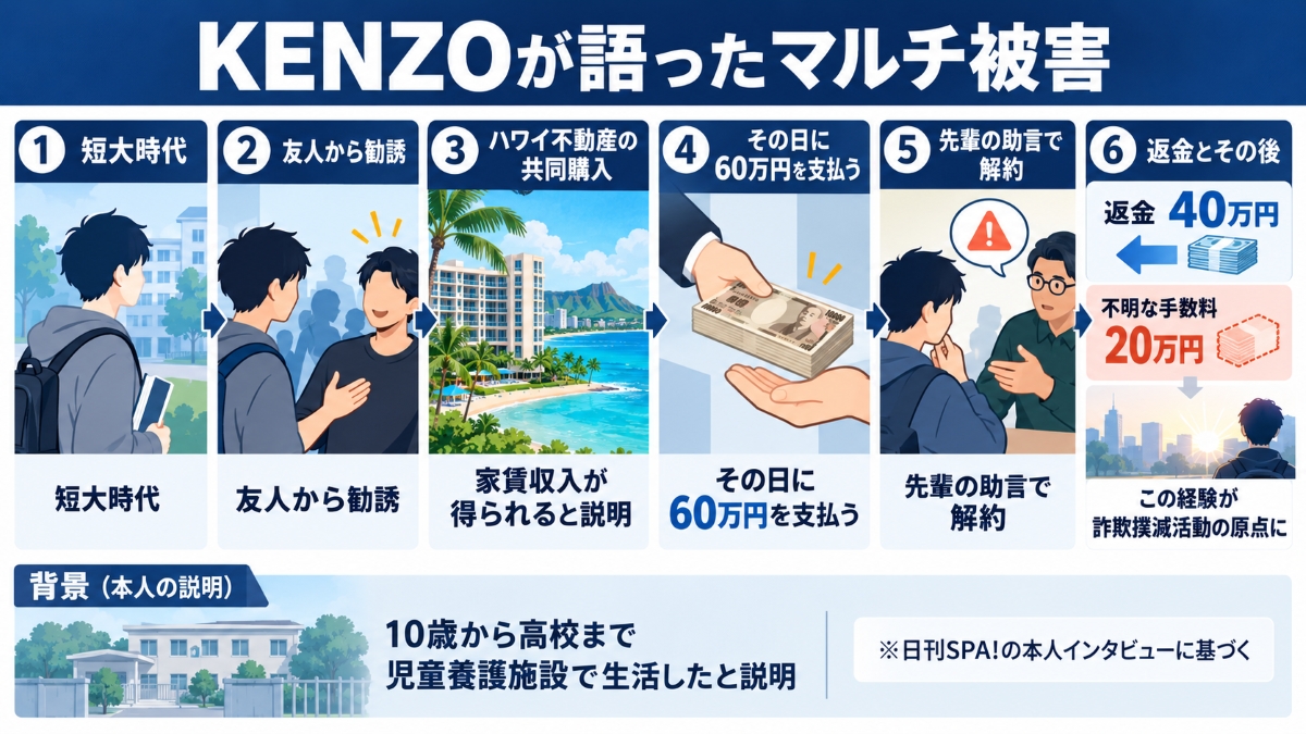 KENZO【新宿109】は過去にマルチ商法の被害を受けた